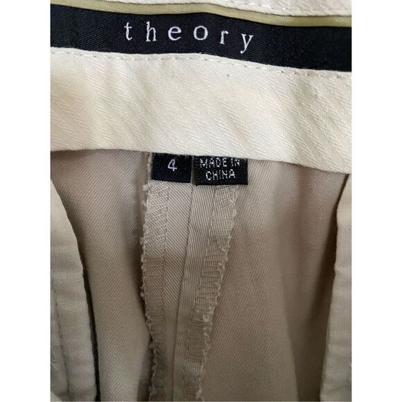 Theory C Westside ￼women’s tailored khaki tan flared pants s/ 4 - Picture 7 of 8